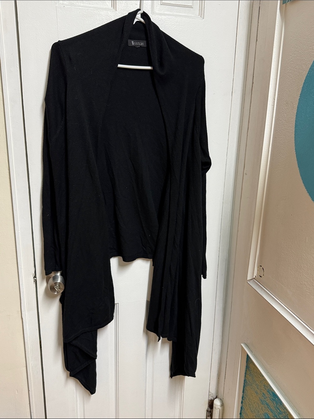 Winter Kate Black Open Drape Cardigan M